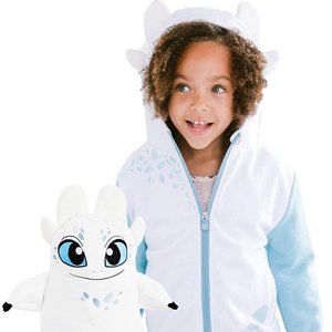 NWT Cubcoats Light Fury Dragon 2 in 1 Transforming Hoodie & Soft Plushie Sz4-5